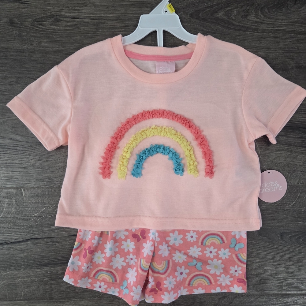 Dots & Dreams Rainbow Girls Pajama Set Size XXS 4/5 NWT